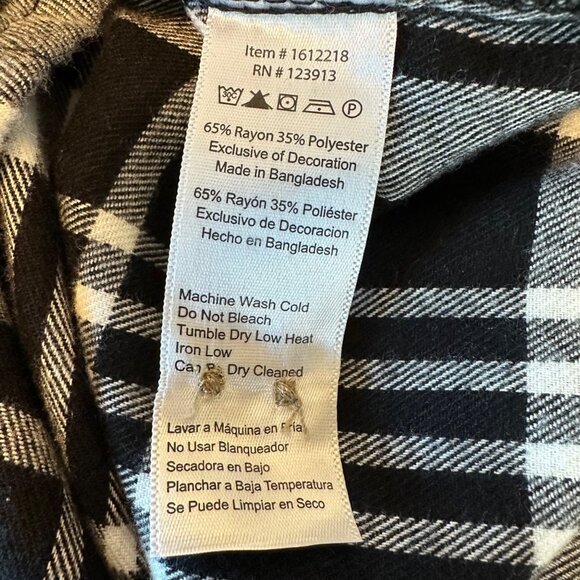 NWT Jachs Girlfriend Womens Black & White Plaid Button-Up Flannel Shirt Medium - Picture 8 of 11